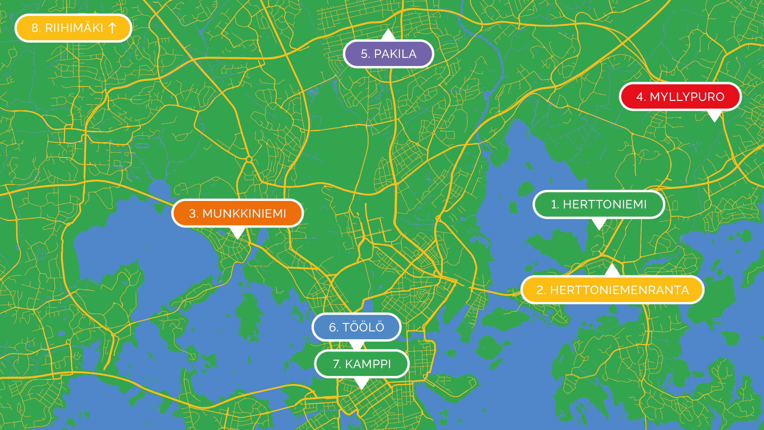 Helsingin Montessori leikkikoulut kartalla